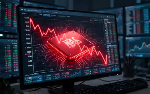 Abfallende Kursgrafik eines Halbleiter-ETFs auf einem digitalen Finanzmonitor. - Foto: über boerse-global.de