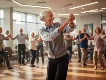 Eine ältere Person beim Tanzen in einem hellen Raum als Symbol für präventive Lifestyle-Maßnahmen gegen Demenz. - Foto: über boerse-global.de