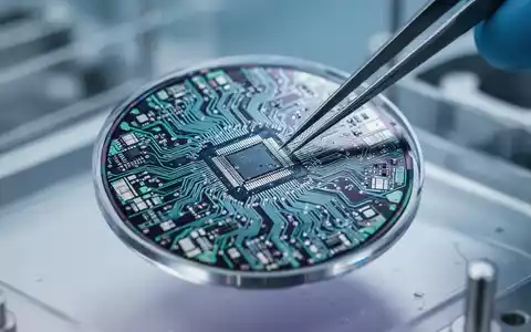 Ein hochmoderner Silizium-Wafer in einer Reinraumumgebung mit Fokus auf komplexe Mikrochip-Schaltkreise. - Foto: über boerse-global.de