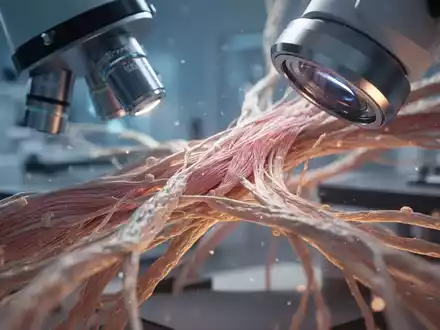 Mikroskopische Ansicht von Muskelfasern, die die zellulären Reparaturmechanismen nach körperlicher Belastung veranschaulicht. - Foto: über boerse-global.de