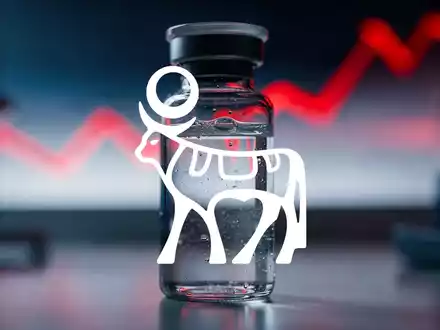 Abstrakte Darstellung von Volatilität im Pharmasektor mit einer gläsernen Laborampulle in düsterer, stimmungsvoller Beleuchtung. - Foto: über boerse-global.de