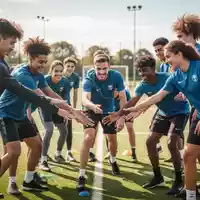 Junge Auszubildende bei einer gemeinsamen sportlichen Teambuilding-Aktivität auf einem Sportplatz. - Foto: über boerse-global.de