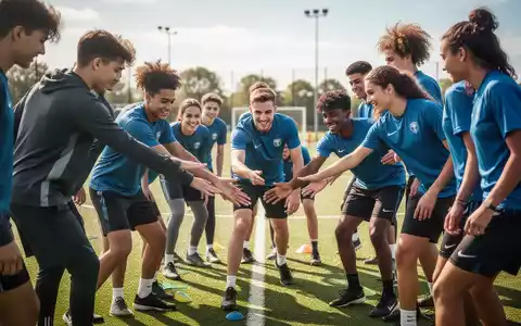 Junge Auszubildende bei einer gemeinsamen sportlichen Teambuilding-Aktivität auf einem Sportplatz. - Foto: über boerse-global.de