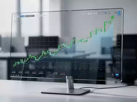 Digitale Kursgrafik eines MSCI World ETF mit steigender Tendenz auf einem Monitor. - Foto: über boerse-global.de
