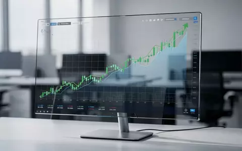 Digitale Kursgrafik eines MSCI World ETF mit steigender Tendenz auf einem Monitor. - Foto: über boerse-global.de