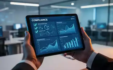 Ein Tablet mit einem digitalen Compliance-Dashboard und Checklisten zur Dokumentation von Schulungserfolgen in einem Büro. - Foto: über boerse-global.de
