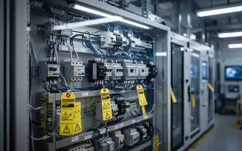 Ein modernes elektrisches Schaltschrank-System in einer Industrieanlage als Symbol für Arbeitssicherheit und Prüfung. - Foto: über boerse-global.de