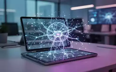 Digitale Repräsentation eines neuronalen Netzwerks auf einem Tablet-Bildschirm in einer modernen Büroumgebung. - Foto: über boerse-global.de