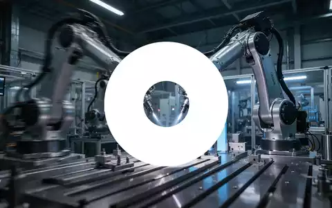 Abstrakte Darstellung einer modernen Industriefertigung mit Roboterarmen bei gedimmter, professioneller Beleuchtung. - Foto: über boerse-global.de