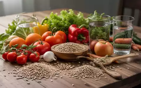 Frisches Gemüse und Vollkornprodukte auf einem Holztisch als Symbol für eine pflanzenbasierte Ernährung. - Foto: über boerse-global.de
