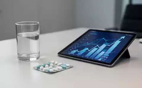 Blisterpackung mit Medikamenten und ein Tablet mit Finanzgrafiken auf einem modernen Schreibtisch. - Foto: über boerse-global.de