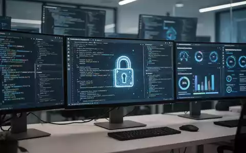 Moderne Arbeitsumgebung für Softwareentwicklung mit Code-Anzeigen und Sicherheits-Dashboards zur Einhaltung von IT-Richtlinien. - Foto: über boerse-global.de