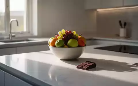 Ein Stück Schokolade und frisches Obst auf einem Küchentisch im hellen Morgenlicht. - Foto: über boerse-global.de
