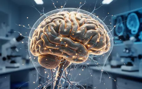 Abstraktes 3D-Modell eines menschlichen Gehirns mit leuchtenden neuronalen Verbindungen vor unscharfem Laborhintergrund. - Foto: über boerse-global.de