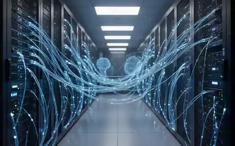 Modernes Rechenzentrum mit leuchtenden Glasfaserkabeln als Symbol für Datensicherheit und KI-Infrastruktur. - Foto: über boerse-global.de
