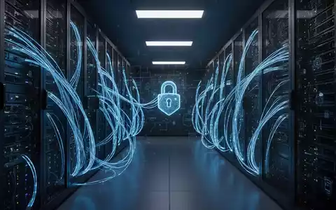 Ein hochmoderner Serverraum mit blau leuchtenden Glasfaserkabeln als Symbol für die KI-Überwachung durch die EU. - Foto: über boerse-global.de