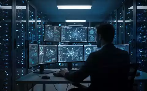 Ein IT-Sicherheitsexperte arbeitet in einem modernen, blau beleuchteten Serverraum an komplexen Sicherheitsanalysen. - Foto: über boerse-global.de