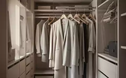 Ein minimalistisch geordneter, eleganter Kleiderschrank mit hochwertigen Kleidungsstücken in einer hellen, aufgeräumten Umgebung. - Foto: über boerse-global.de