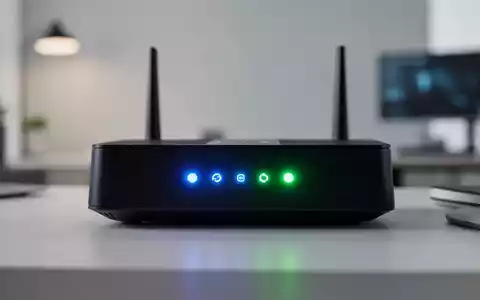 Nahaufnahme der leuchtenden Status-LEDs eines modernen Routers in einem minimalistischen Büro. - Foto: über boerse-global.de