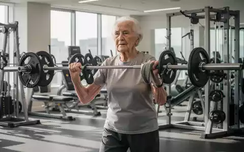 Eine ältere Person beim Krafttraining in einer modernen, hellen Fitnessumgebung als Symbol für gesundes Altern. - Foto: über boerse-global.de