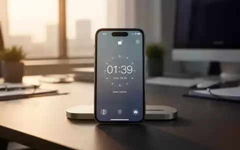 Ein modernes iPhone zeigt eine minimalistische Wecker-App auf einem aufgeräumten Schreibtisch bei Morgenlicht. - Foto: über boerse-global.de