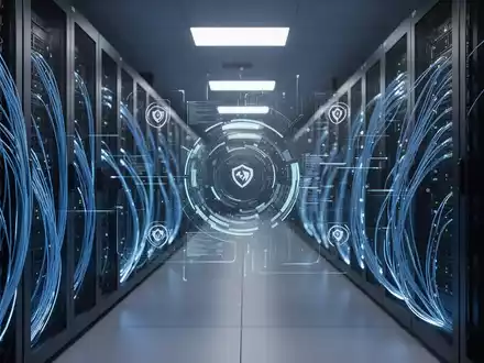 Digitale Serverumgebung mit Datenströmen und holografischen Markierungen zur Kennzeichnung von KI-Inhalten. - Foto: über boerse-global.de