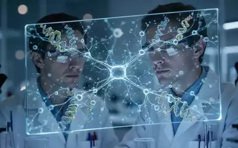 Ein Forscher betrachtet eine 3D-Visualisierung von neuronalen Netzwerken und Proteinmolekülen im Labor. - Foto: über boerse-global.de