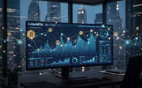 Digitale Finanz-Dashboards und Blockchain-Netzwerkgrafiken zur Darstellung von Krypto-Liquiditätsstrukturen. - Foto: über boerse-global.de