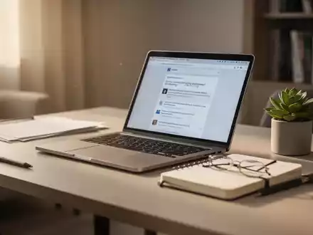 Ein aufgeräumter, moderner Arbeitsplatz mit Laptop in ruhigem Licht, der Konzentration und digitale Balance symbolisiert. - Foto: über boerse-global.de