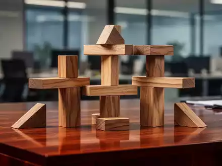 Abstraktes Konzeptbild mit geschichteten Holzblöcken als Metapher für das wacklige deutsche Rentensystem. - Foto: über boerse-global.de