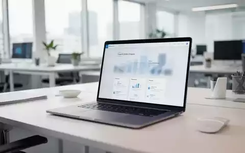 Moderner Büroarbeitsplatz mit Laptop in einer hellen, professionellen Umgebung. - Foto: über boerse-global.de