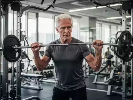 Ein fitter Senior trainiert in einem modernen Fitnessstudio an Kraftgeräten, um Muskelkraft und Vitalität zu zeigen. - Foto: über boerse-global.de