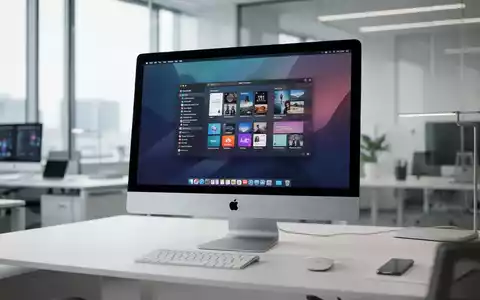 Moderner, minimalistischer Arbeitsplatz mit einem Apple-Computer in einer hellen Büroumgebung. - Foto: über boerse-global.de