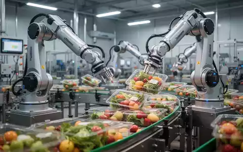 Autonome Roboterarme in einer modernen Lebensmittelproduktionsanlage bei der präzisen Verpackung von Waren. - Foto: über boerse-global.de