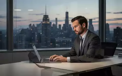Ein nachdenklicher Angestellter sitzt an einem modernen Schreibtisch und blickt aus einem Fenster auf eine Stadtlandschaft. - Foto: über boerse-global.de