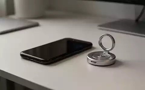 Ein Smartphone liegt neben einem physischen Hardware-Schlüssel zur Begrenzung der Bildschirmzeit auf einem sauberen Schreibtisch. - Foto: über boerse-global.de