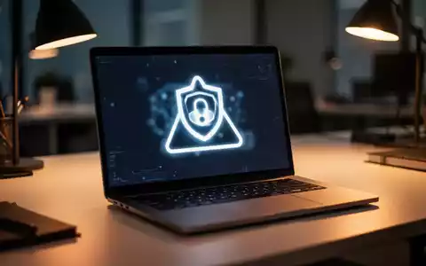 Ein moderner Laptop auf einem Schreibtisch mit einem digitalen Sicherheitssymbol als Symbol für Phishing-Abwehr. - Foto: über boerse-global.de