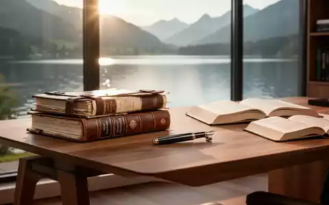 Ein moderner Schreibtisch mit politischen Dokumenten und einem Buch vor einem Fenster mit Blick auf den Tegernsee. - Foto: über boerse-global.de