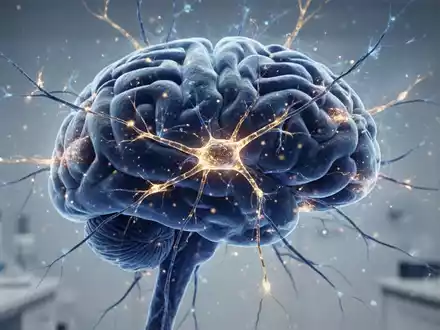 3D-Visualisierung eines menschlichen Gehirns mit leuchtenden neuronalen Synapsen als Symbol für neuroinflammatorische Prozesse. - Foto: über boerse-global.de