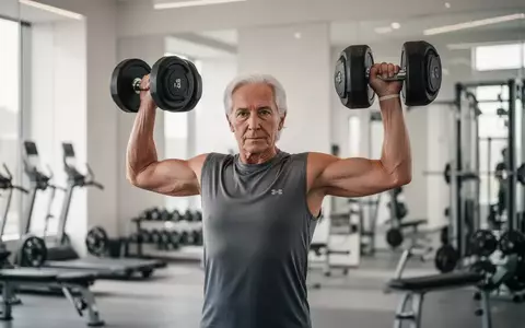 Eine Person über 50 führt in einem modernen Fitnessstudio konzentriert eine Hantelübung aus. - Foto: über boerse-global.de