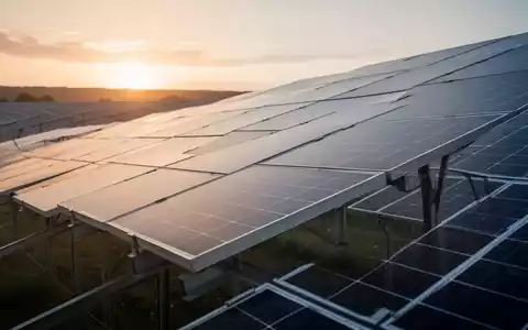 Moderne Solarparks bei Sonnenuntergang als Symbol für den Clean Energy Sektor - Foto: über boerse-global.de