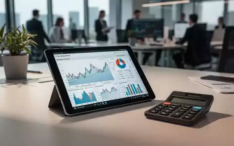 Digitales Tablet mit Finanzdiagrammen und ein Taschenrechner auf einem modernen Schreibtisch. - Foto: über boerse-global.de