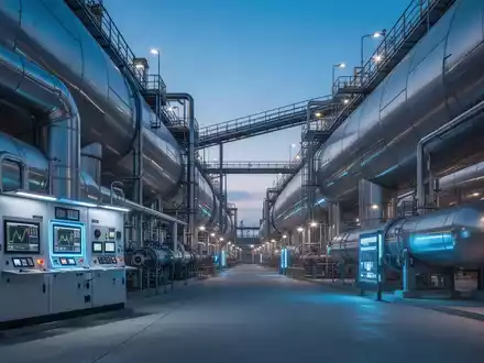 Moderne industrielle Erdgasspeicheranlage bei Dämmerung als Symbol für nationale Energiesicherheit. - Foto: über boerse-global.de