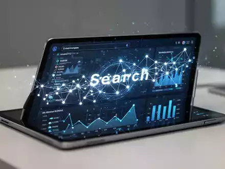 Modernes Tablet mit abstrakten Suchmaschinen-Daten in einer professionellen Arbeitsumgebung. - Foto: über boerse-global.de
