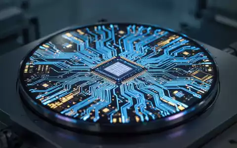 Nahaufnahme eines glühenden Halbleiterwafers, der die globale Speicherchip-Knappheit und Hardware-Preissteigerungen symbolisiert. - Foto: über boerse-global.de