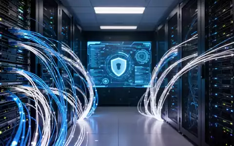 Modernes Rechenzentrum mit leuchtenden Glasfaserkabeln als Symbol für IT-Sicherheit und Netzwerkinfrastruktur. - Foto: über boerse-global.de