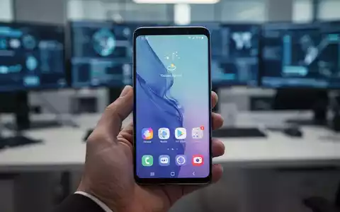 Ein modernes Samsung Galaxy Smartphone in einer Hand vor verschwommenem Bürohintergrund. - Foto: über boerse-global.de