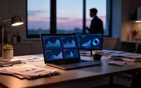 Ein moderner, leicht unordentlicher Schreibtisch im Homeoffice bei Dämmerung, symbolisiert psychische Belastung am Arbeitsplatz. - Foto: über boerse-global.de