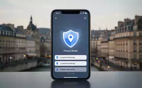 Smartphone-Display mit Datenschutz-Einstellungen zur Standortfreigabe vor einem verschwommenen Stadtbild. - Foto: über boerse-global.de