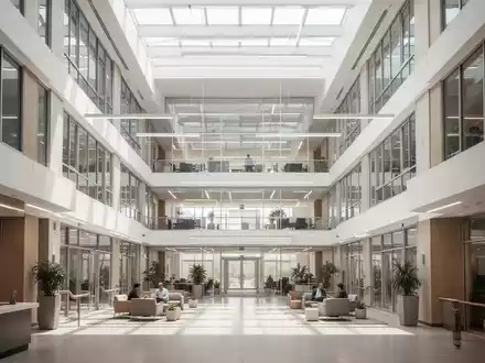 Modernes, barrierefreies GebĂ€ude bei Tageslicht als Symbol fĂŒr soziale Infrastruktur und öffentliche FĂŒrsorge. - Foto: ĂŒber boerse-global.de